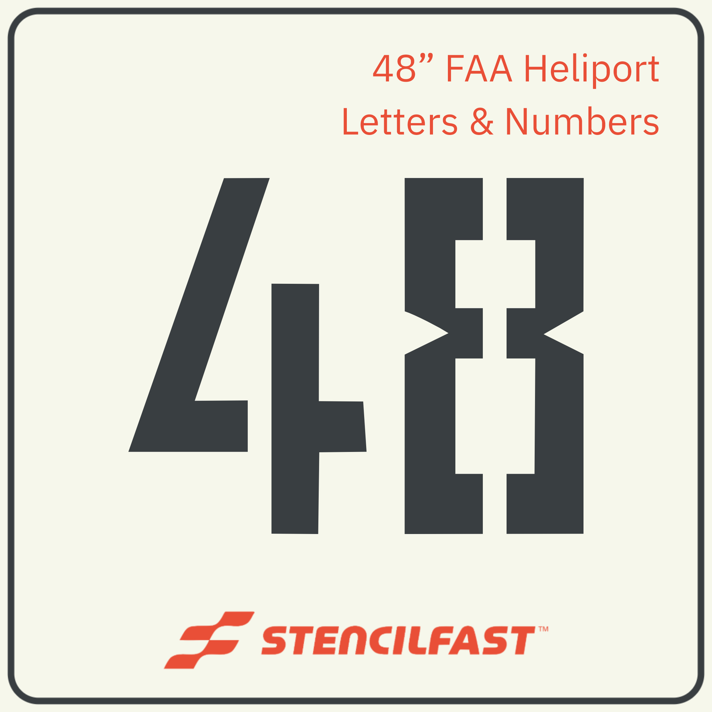 F.A.A. Heliport Letter and Number Stencils 48”
