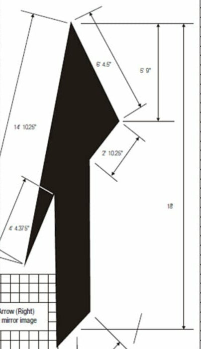 DOT drop lane or merge arrow stencil dimensions