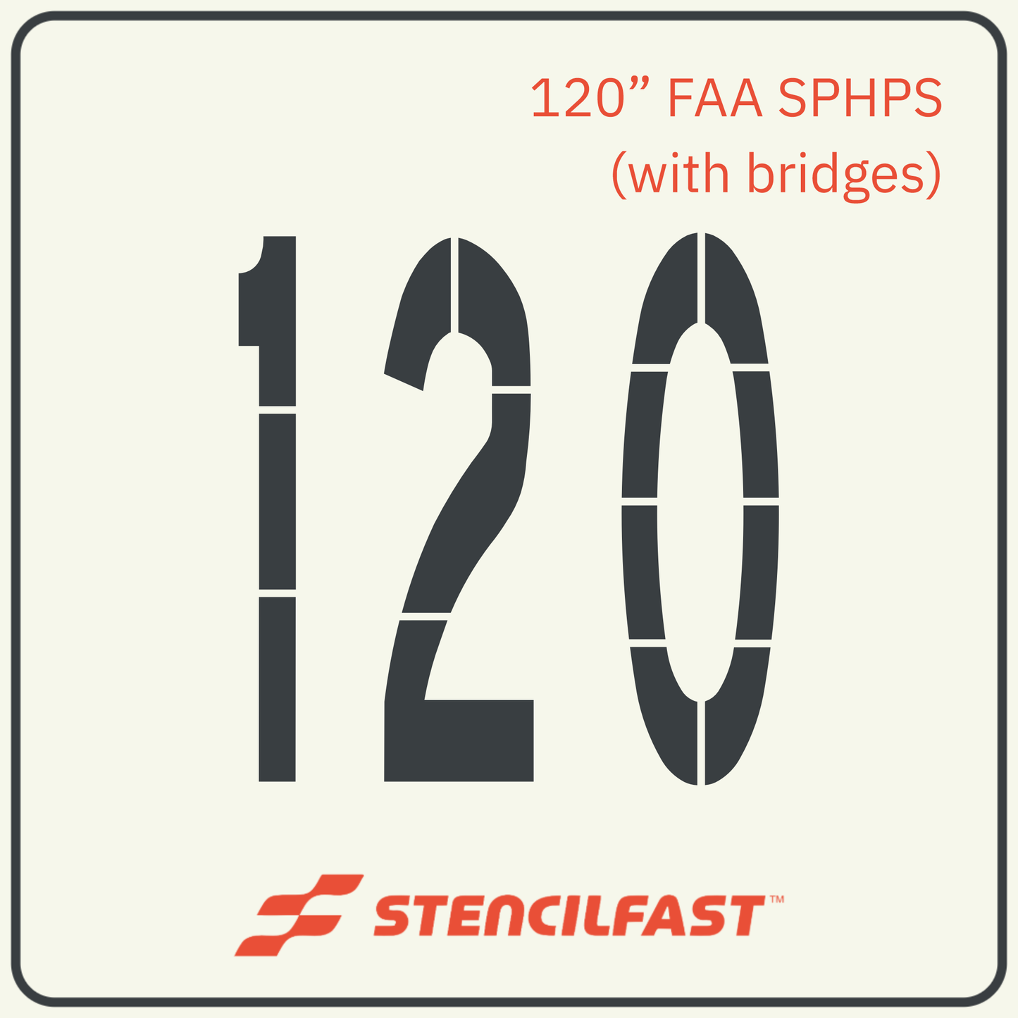 F.A.A. Airport Letter and Number 120” Stencils (10 ft. Tall)