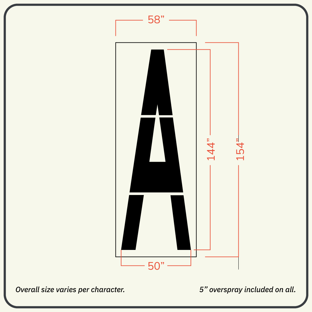 FAA Airport Letter and Number Stencils 144” (12 ft. Tall) TEST