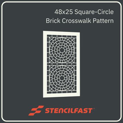 Square-Circle Brick Pattern Crosswalk Stencil