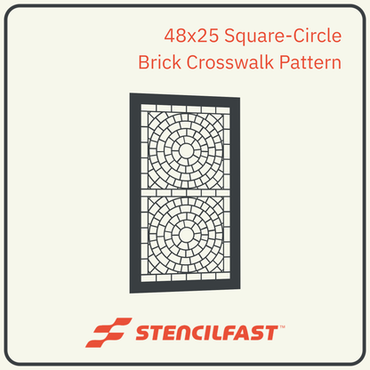 Square-Circle Brick Pattern Crosswalk Stencil