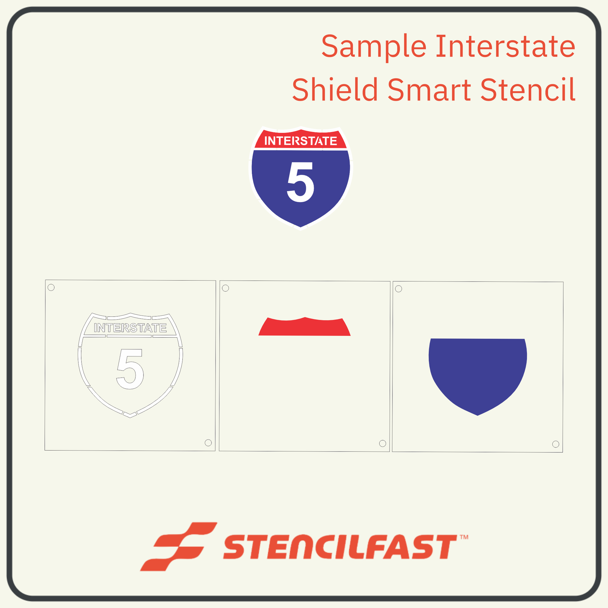 State Interstate Shield Mini Interstate Shield Smart Stencil Sample | StencilFast