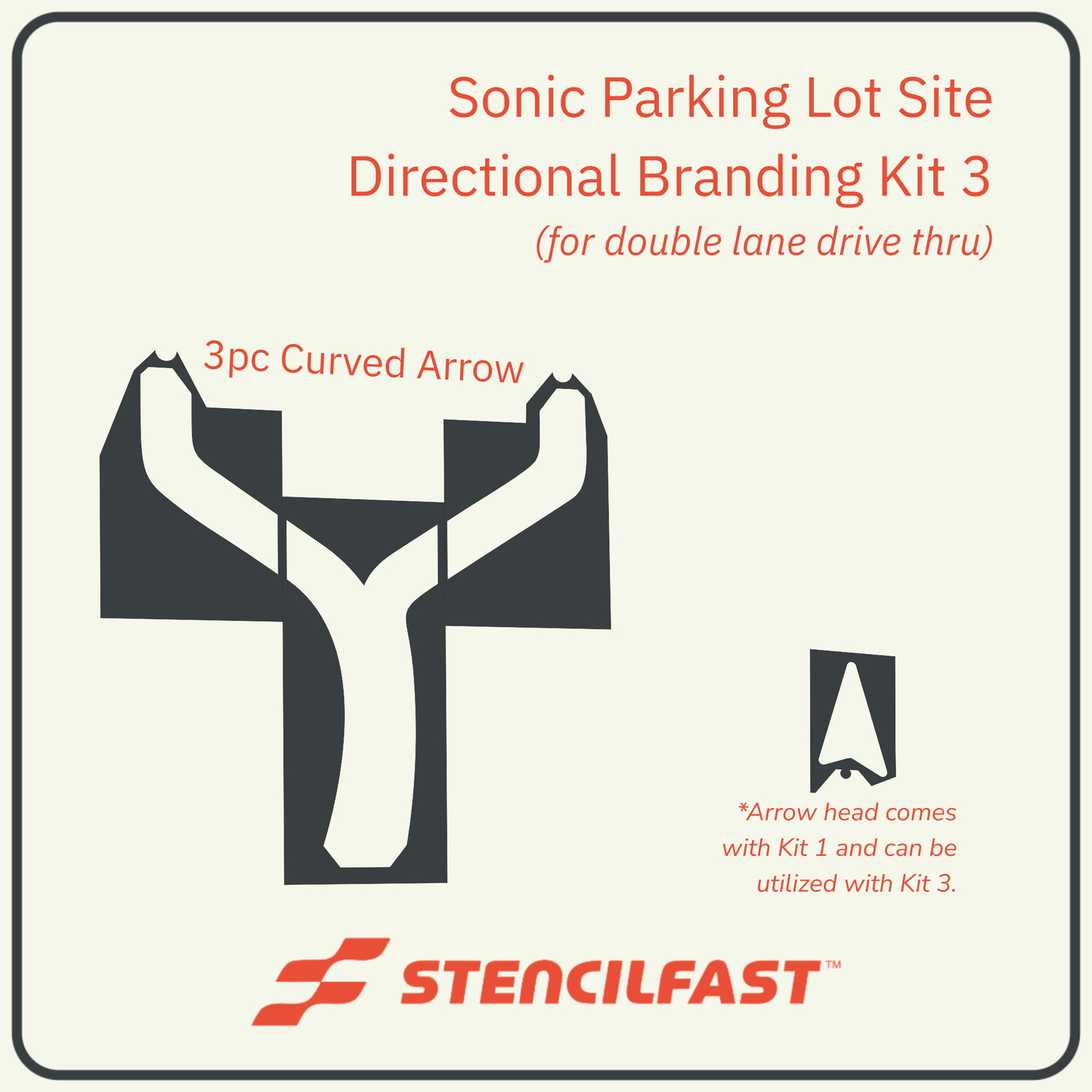 Sonic Parking Lot Site Directional Branding Kit 3 (CURVED ARROW)