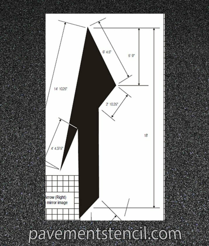 DOT drop lane or merge arrow stencil dimensions