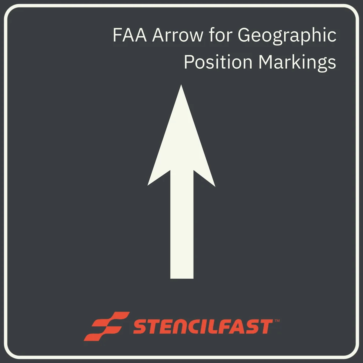 FAA airport arrow stencil for Geographic Position Markings, cut to the arrow geometry in AC 150/5340-1M