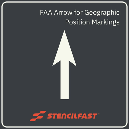 FAA airport arrow stencil for Geographic Position Markings, cut to the arrow geometry in AC 150/5340-1M