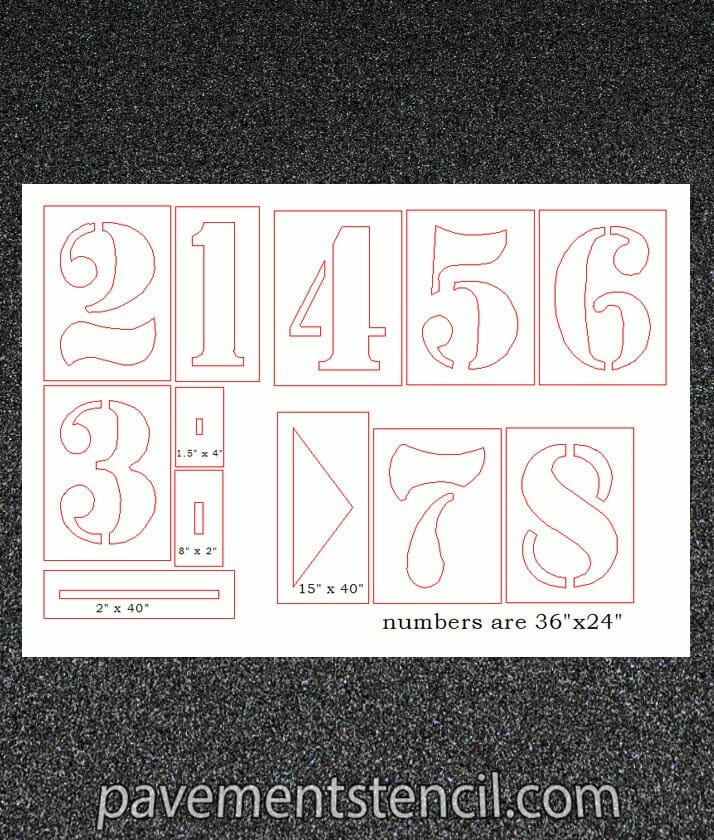 Running track stencil dimensions